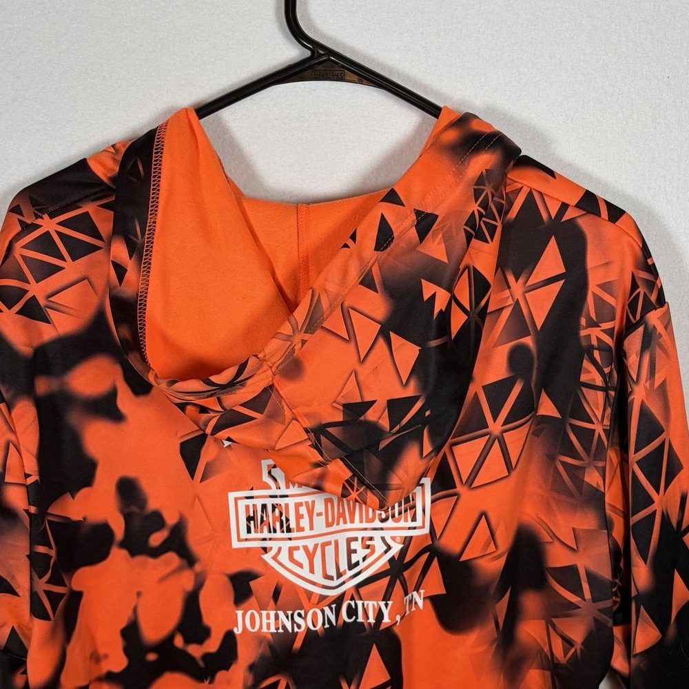 Harley-Davidson Smith Brothers Orange Black Graphic Pullover Hoodie Size L - Picture 5 of 9
